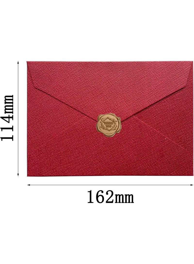 Bukela 35pcs Vintage Color Envelopes Letter Writing Stamp Wax Seal Stickers Postcards Wedding Gift Wrap Envelopes Korean Stationery (Burgundy) - Image 2